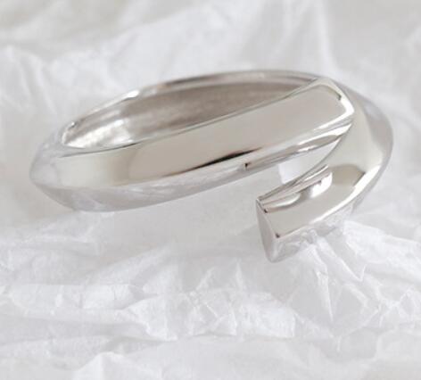 Shanice 925 sterling zilveren open ringen in een eenvoudige nis met dubbele lagen en kruisvormige openingen anillos acero inoxidable mujer: Zilver