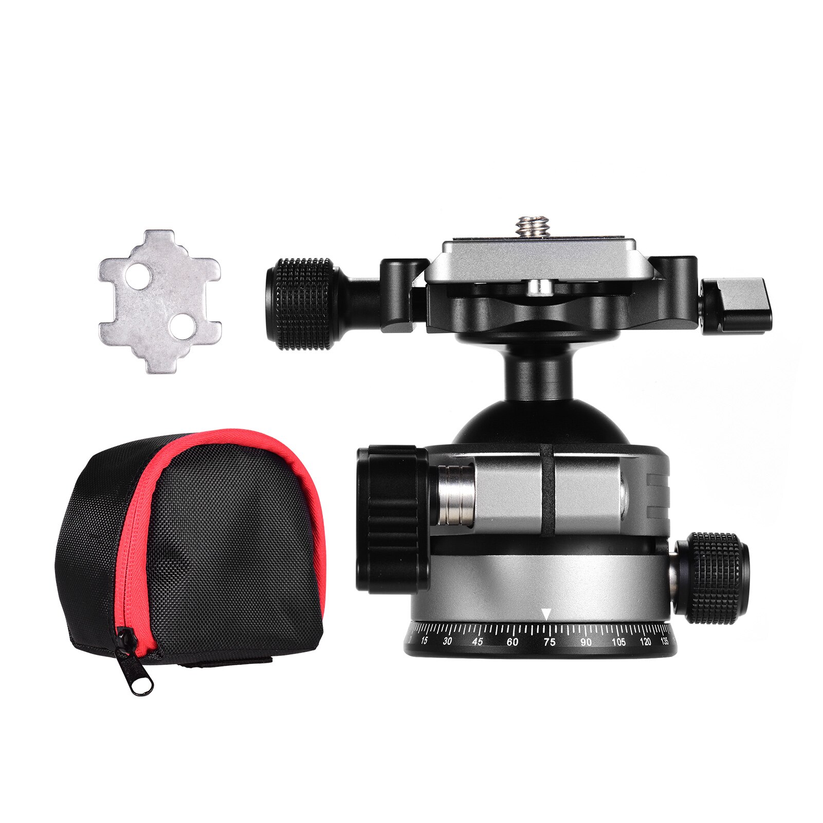 ballhead Aluminum Alloy Dual Panoramic camera Ball tripod Head with 1/4 Inch Screw Mount for DSLR Studio Max. Load 20kg Grey