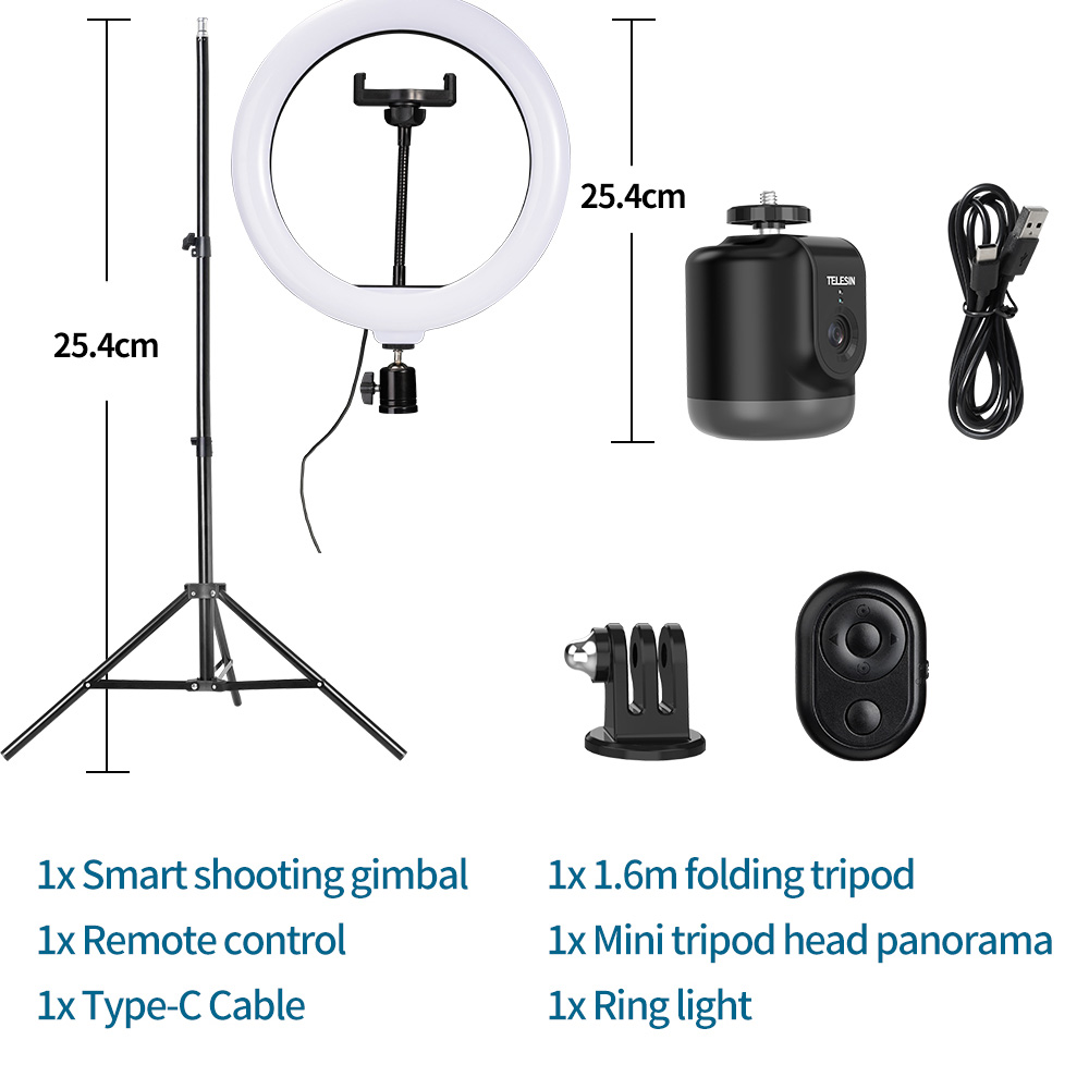 TELESIN AI Smart Shooting Gimbal Selfie 360° Rotation Auto Face Tracking Holder Camera Phone Vlog For GoPro 10 DJI Osmo Action