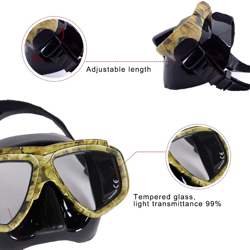 Camouflage Diving Mask - Scuba Snorkel Mask with Myopia Lenses - MC889