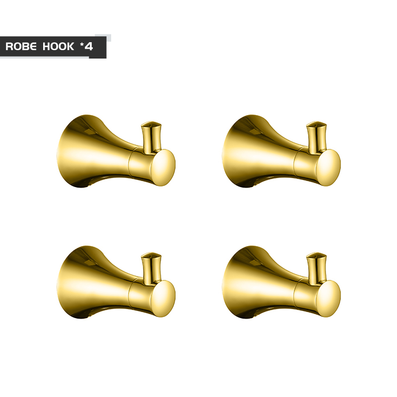 Bathroom Accessories Paper Holder Soap Shelf Towel Rack Toilet Brush Holder Towel Holder Hooks Brass Gold Bathroom Hardware Set: 4 PCS Single Hook