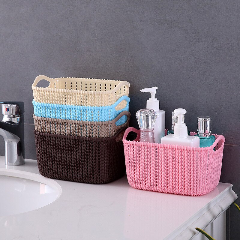 Imitation of the cane makes up receive basket plastic hollow out desktop clutter carrying basket bathroom clothes cosmetics