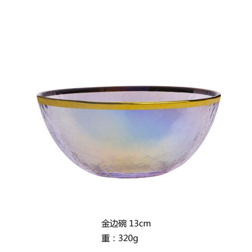 Creatieve Japanse Stijl Regenboog Ion Gehamerd Glas Plaat Set Westerse Salade Fruitschaal YHJ022701: bowl-5 inches
