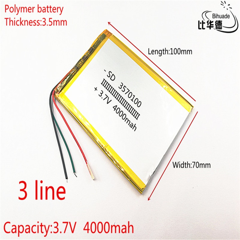 Batterie lithium-ion 3570100 V 3.7 mAH, 3 fils, polymère, pour tablette pc 7 pouces 8 pouces 9 pouces