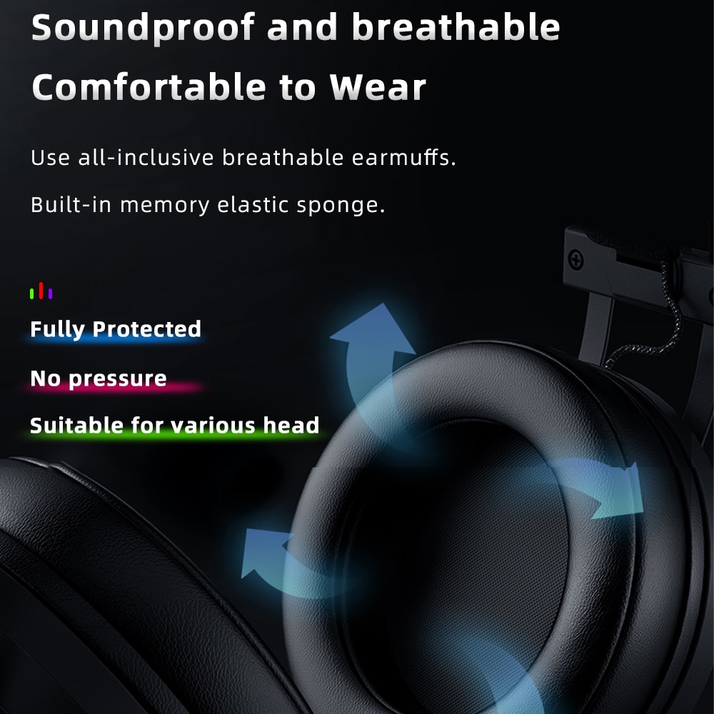 V1 Gaming Headset Gamer Hoofdtelefoon 7.1 Surround Sound Stereo Oortelefoon Usb Microfoon Breathing Led Light Pc Gamer