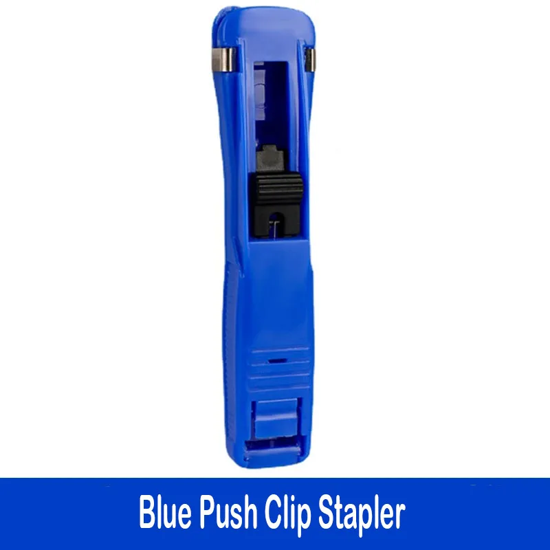 Staple Metal Clip Push Hand Paper Clipper with Refill Fixing Organizing Stapler Reusable Push Clamp for Document File Stationery: light green