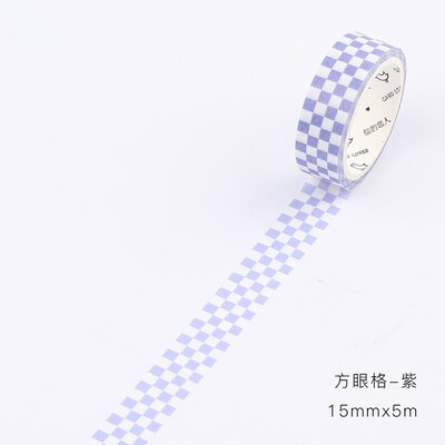 Bande washi décorative en forme de nid d'abeille, feuille d'or, argent, grille carrée, mur en brique, ruban de masquage pour bricolage planificateur journal intime, scrapbooking: purple square gird