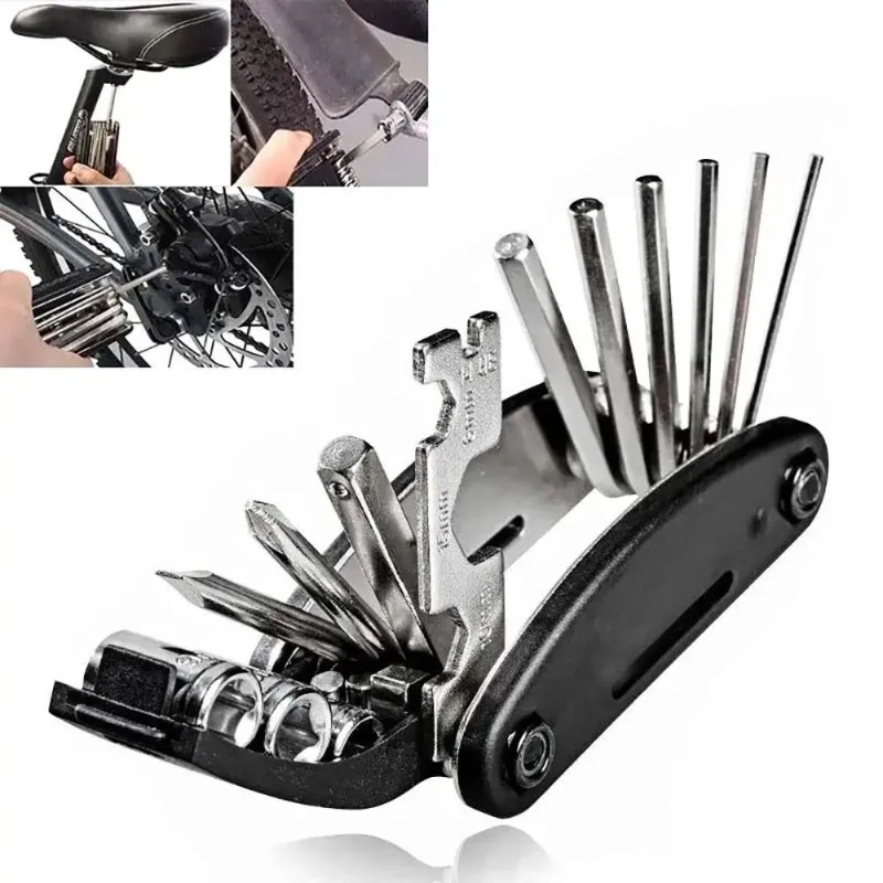 16 in 1 Multifunctional Folding Repair Tools Kit Portable Wrench Nut Tire Screwdriver Set for Car Bike Motorcycle Maintenance