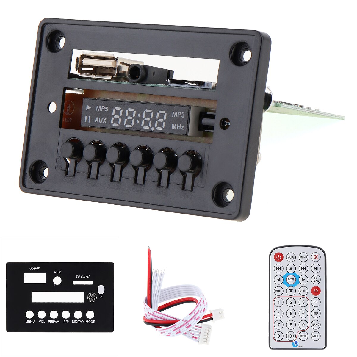 VTF-0025BT V1.0 12V DTS Lossless Video Player Decoder Plastic+ PCB Support USB TF AUX FM Radio Fit for MP3 / MP4 / MP5