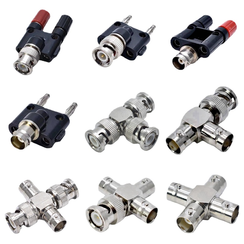 Conector divisor Q9 tipo T de 3 vías y 4 vías, conector BNC a BNC macho hembra, adaptador Coaxial RF, cobre y latón, rápida, 1 piezas