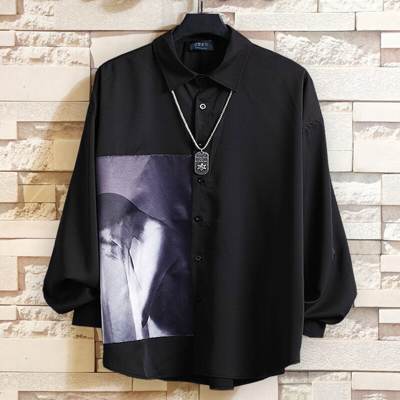 Herre pluss størrelse 5xl 6xl 7xl 8xl 9xl 10xl langermet skjorte med uformelt trykk myk komfortabel slank skjorte for menn