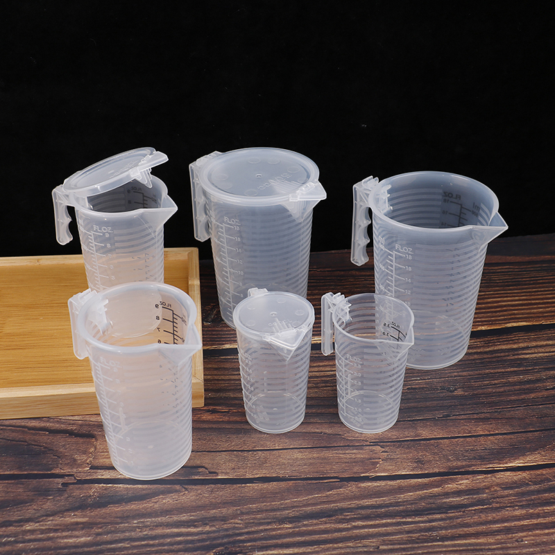 1PC 100/250/500ML Plastic Measuring Cups Jug Liquid Container Baking Kitchen Water With Cover Kitchne Accessories Mixing Cup