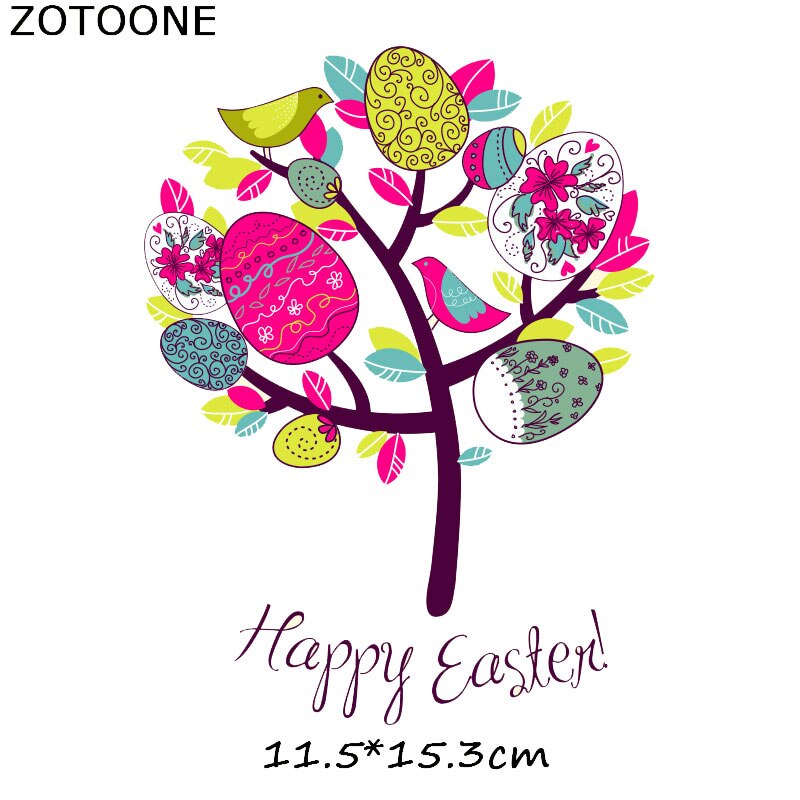 Zotoone Gelukkig Paashaas Eieren Iron On Transfer Patches Voor Kleding Een-Niveau Wasbare Diy Decoratie Print Door huishoudelijke C: Black