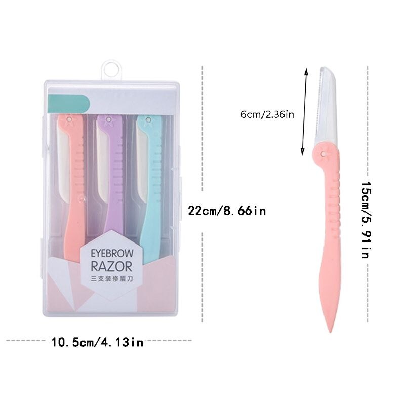 Tondeuse à sourcils 3 pièces, rasoir pour le visage, lames portables, couteau de rasoir, épilateur, outils de maquillage.