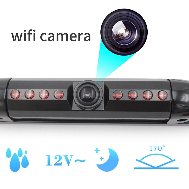 Marco de matrícula de coche Universal HD WiFi cámara de marcha atrás inalámbrica Monitor de visión nocturna impermeable Android y IOS