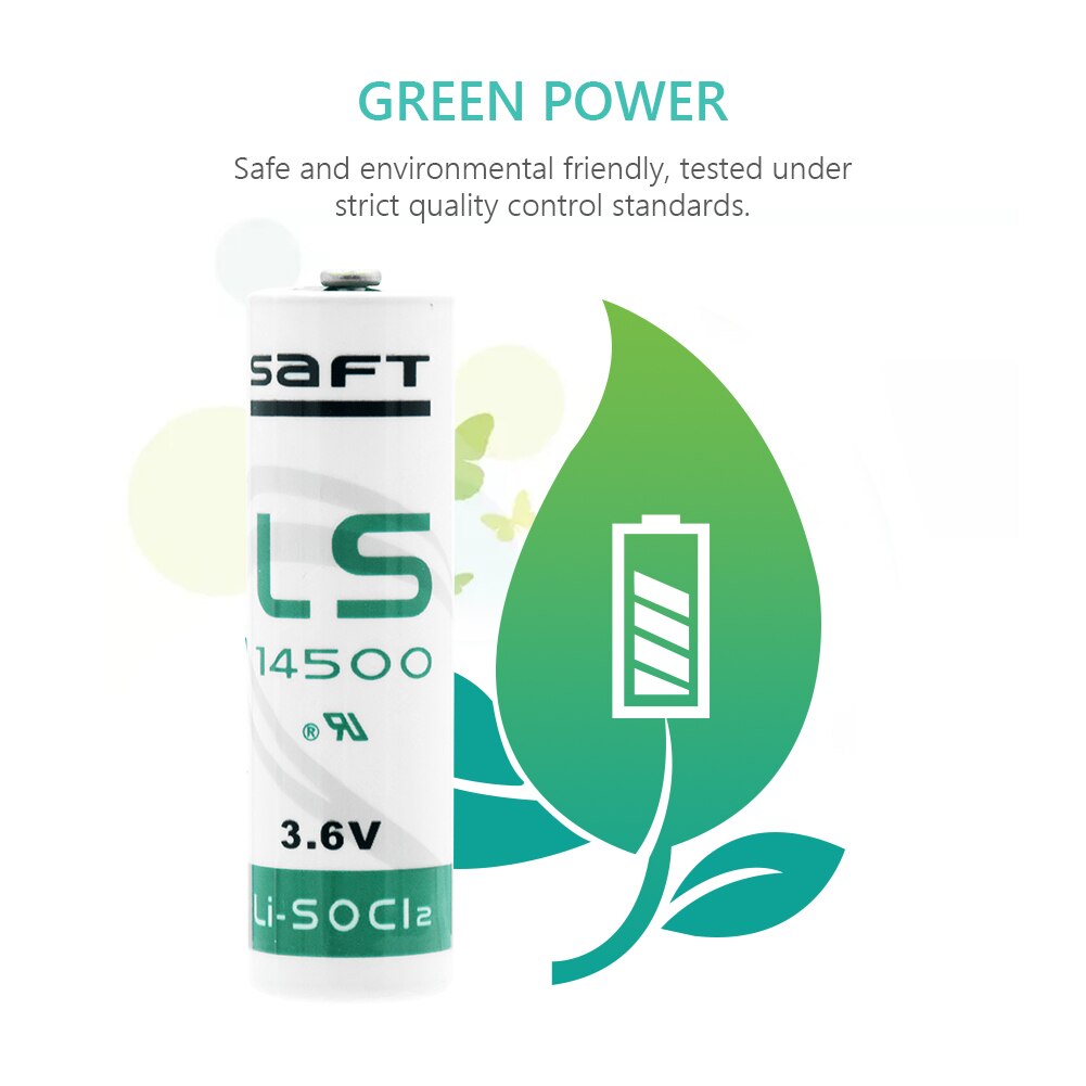 2Pcs 3.6V 14500 2000mAh Li-SOCl2 ER14505 Lithium Batteries For PLC CNC Machine Alarms Memory Back-up Tollgate Tracking Systems