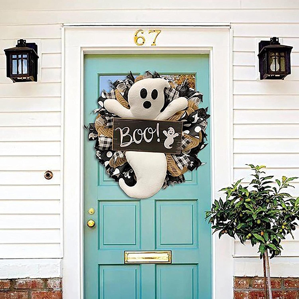 Halloween Wreath Cute Ghost Decorative Door Hangings Festival Garland Halloween Atmosphere Decorations Party Wreaths Decor