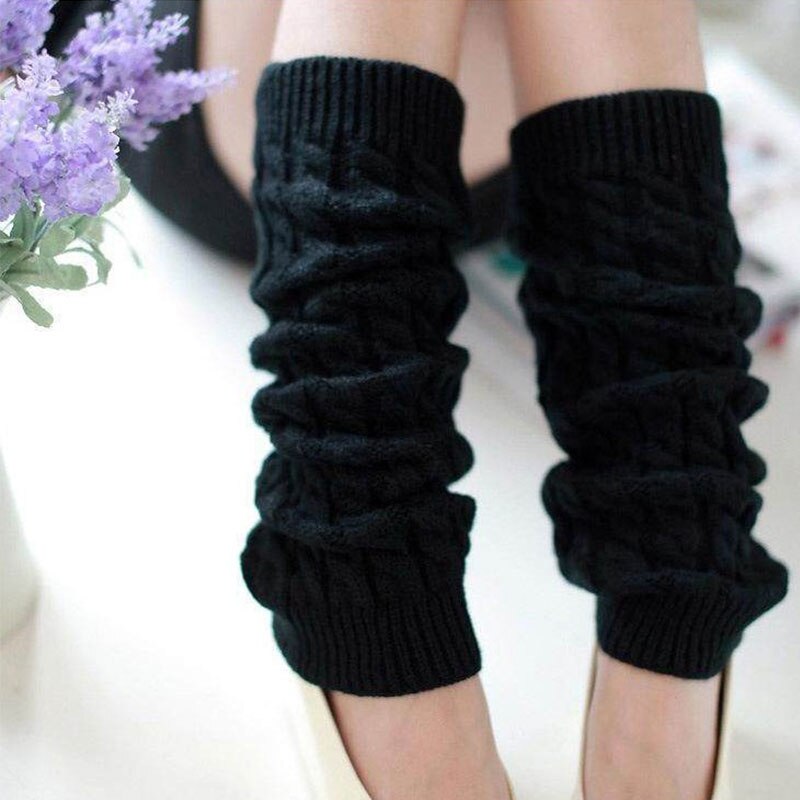 Jambières longues blanches pour femmes, 1 paire, chaussettes chaudes d'hiver tricotées, couvre-jambes coupe-vent à la , à la cheville, aux genoux