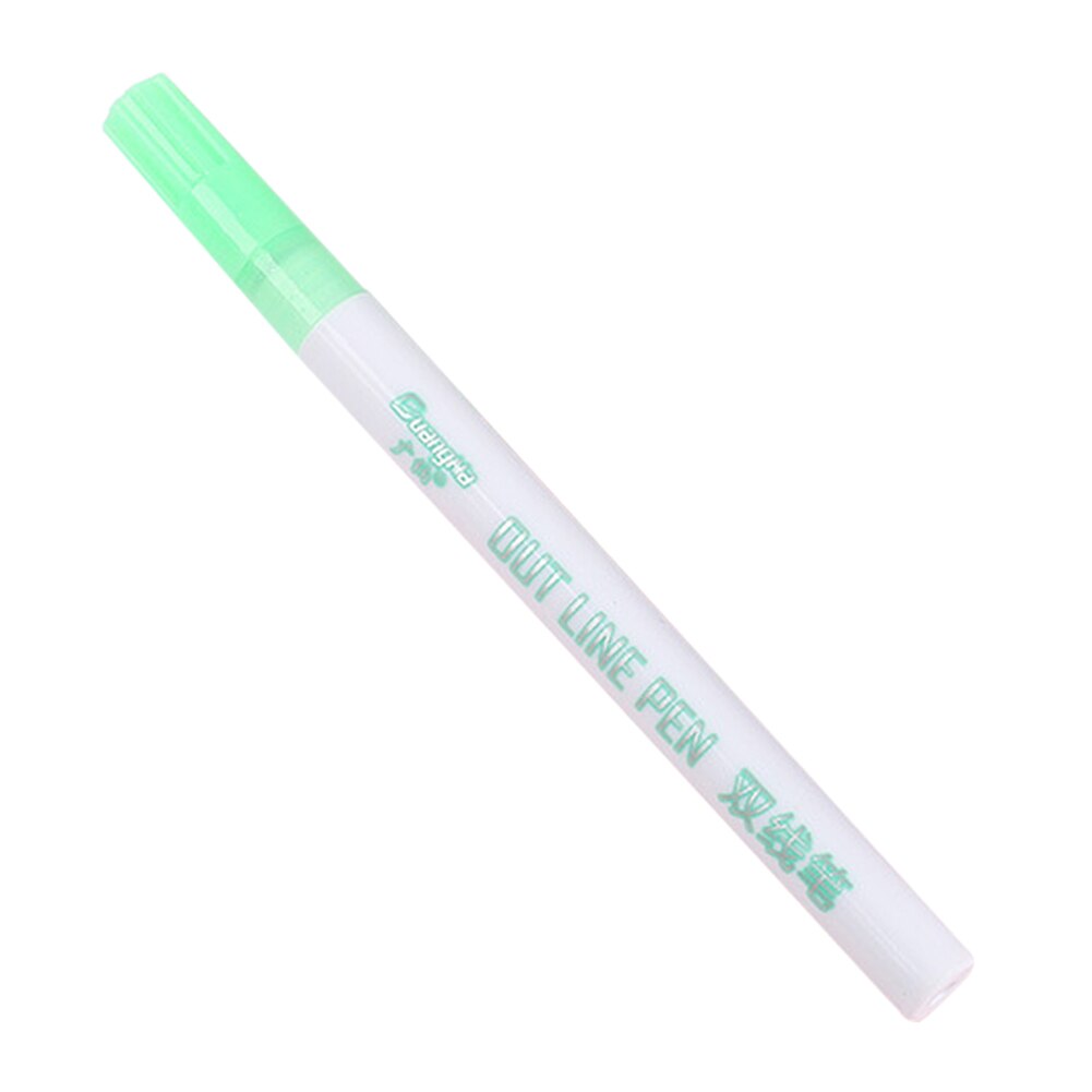 Card Writing Drawing Double Line Outline Pen Portable for School DIY Poster TI99: Green