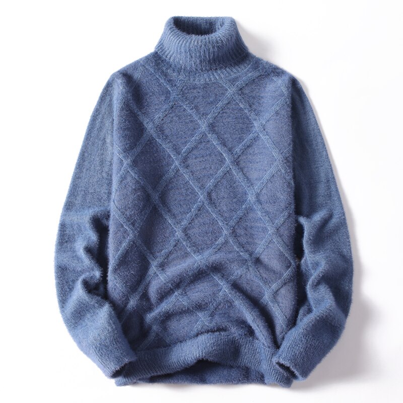 Winter dikke warme trui heren coltrui casual argyle heren truien zachte warme pullover heren breigoed merkkleding