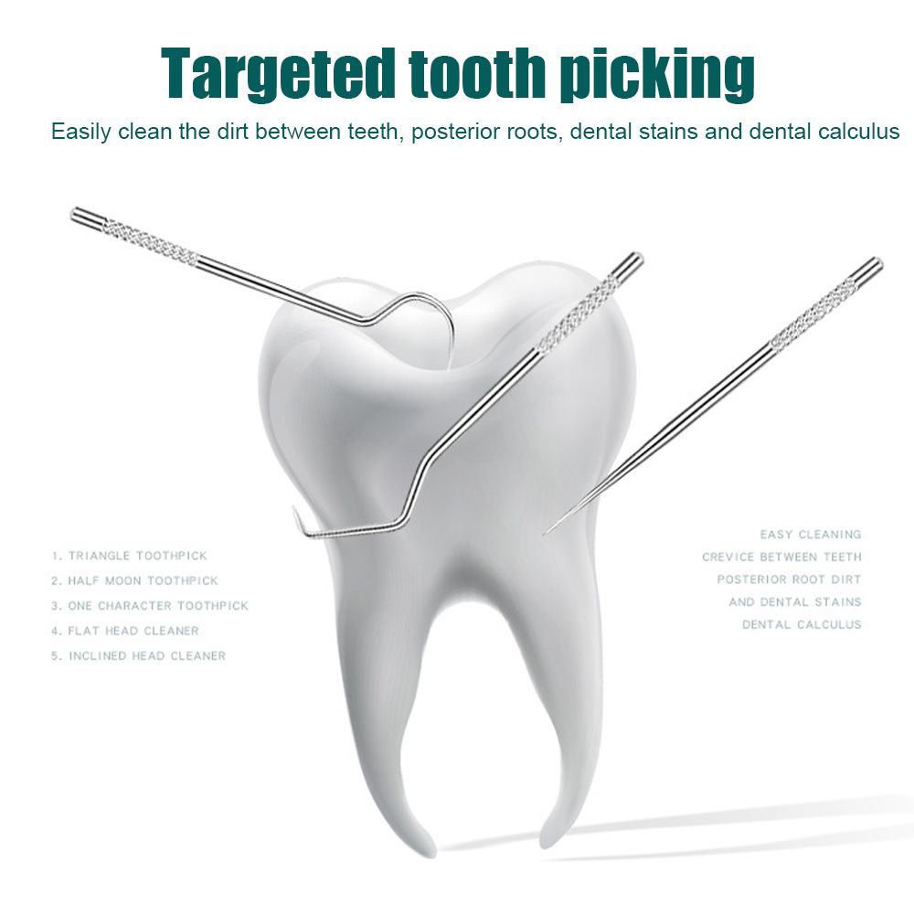 3/5Pcs/Set Portable Stainless Steel Toothpick Bag Set Reusable Toothpicks With Holder For Outdoor Picnics Camping Oral Care Tool