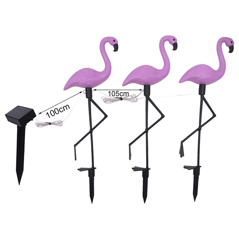 3 pakke solenergi flamingo innsats lys lanterne soldrevet sti lys utendørs vanntett hage dekorativ plen hage lampe
