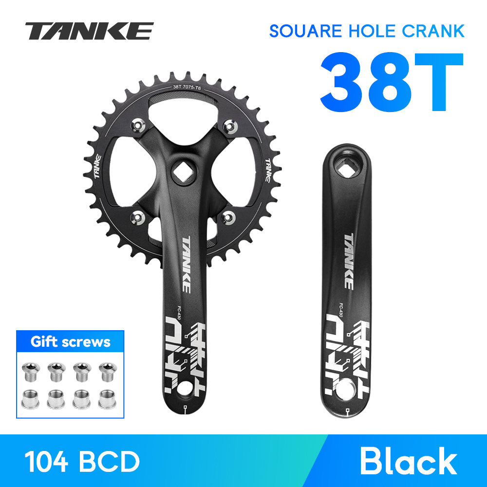 TANKE vélo manivelle trou carré pignon 104BCD 170mm rouge noir manivelle ronde 32/34/36/38/40/42/44T plateaux étroits vtt pédalier: Violet