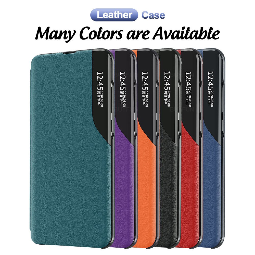 redmi 9t Leather Case Solid Plain For Xiaomi redmi 9t redmy redme 9 t redmi9t Intelligent Flip Case phone Cover View Window