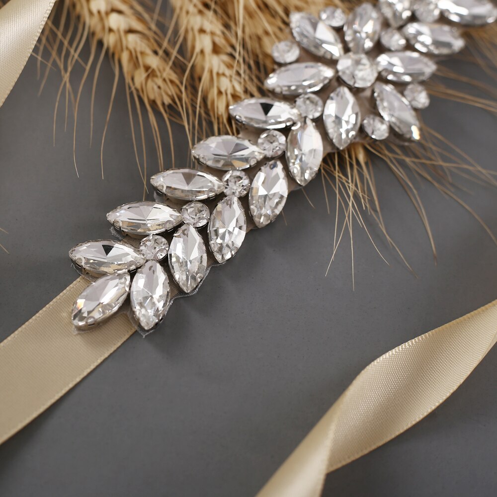 ZMS69 Luxe Bruiloft Riemen Bruids Kralen Riem Strass Sash Trouwjurk Bruid Accessoires Zilveren Diamant Bruidsmeisje Riemen
