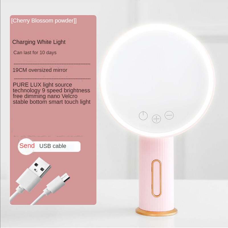 Lusterko kosmetyczne z podświetleniem doprowadziło z lampą komoda akademik ambona ambona netto czerwony świetlny wypełnij światło lustro małe ins wiatr: różowy jeden lekki