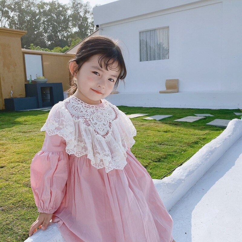 Korean Style Baby Girls Lace Collar Spring Children Clothes Accessiory Princess Shawl Kids Pure Cotton Bibs