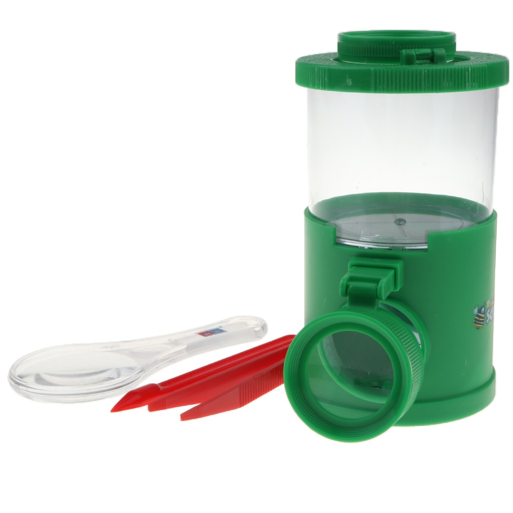 Outdoor Toys Insect Exploration Kit Viewer Box, Tweezer, Magnifying Glass Adventure Set Watching Bug Life Habit Green