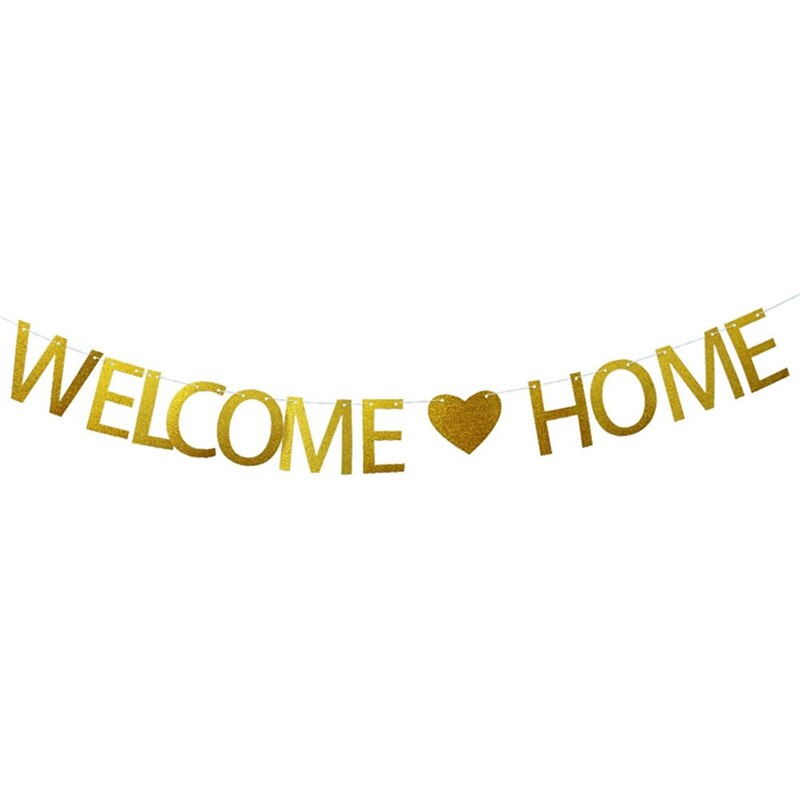 1 Pc Glitter WELCOME HOME Flags Bunting Banner Hanging Decor Decorative Party Bunting Garland For Wedding