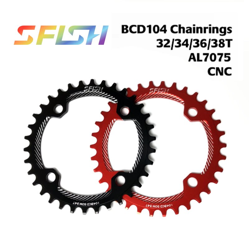 Zrace-disco de tijera para bicicleta de montaña, dispositivo de dientes angostos al7075 CNC, 32 t / 34 T / 36 T / 38 t, bcd104,