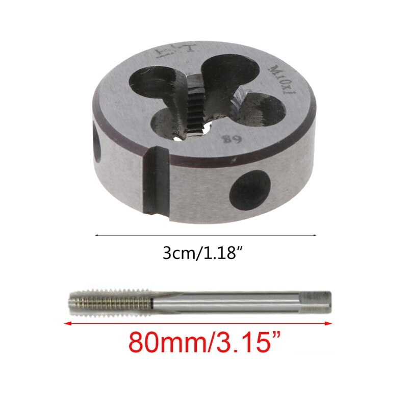 M10 X 1.00 Fijne Draad Mannelijke Kraan Tool Set Rechte Gegroefde Draad Kraan Ronde Sterven