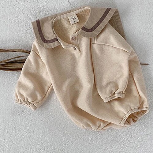Herbstliche Baby-strampler für kleinkinder (jungen und mädchen), langärmelige baumwoll-Overall Ich bin marineblau-stil, frühlingskleidung für freundlicher: Beige / 73