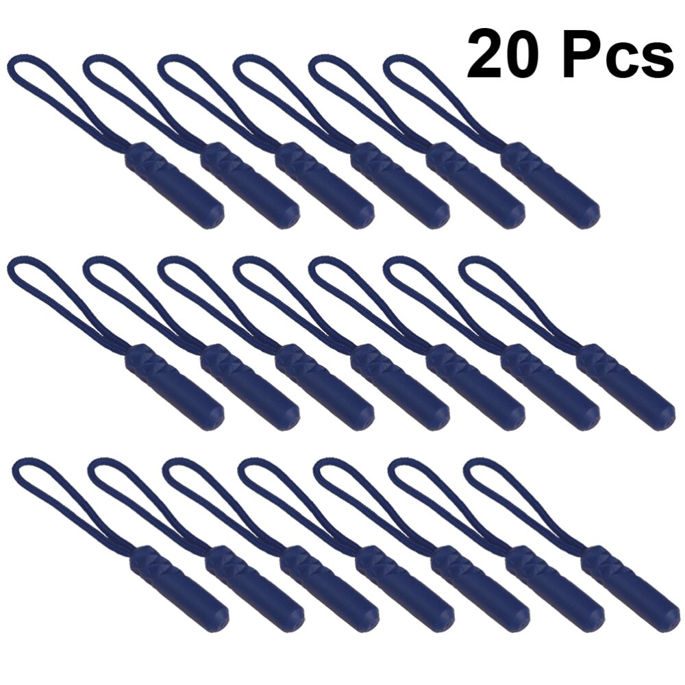 20Pcs Cilinderkop Rits Puller Kleding Rits Hoofd Compact Rits Trekken Touw Bagage Tas Rits Hoofd Staart Touw Voor: Navy blue