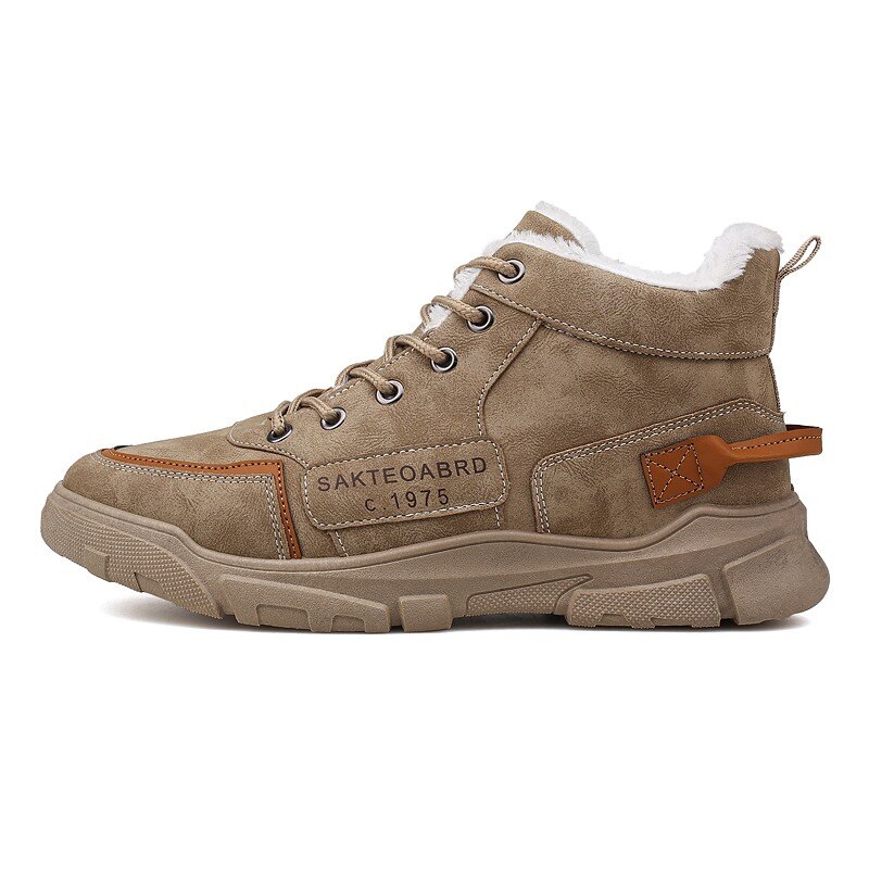 Chaussures hautes en toile à lacets pour homme, chaussures à la , décontractées, garde au , hiver: Khaki / 8.5