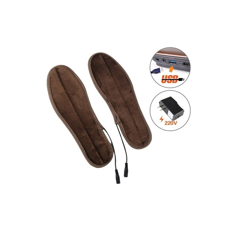 Semelles chauffantes électriques alimentées par marron USB gardent les pieds chauffent le pad avec câble d'USB et l'adapteur de