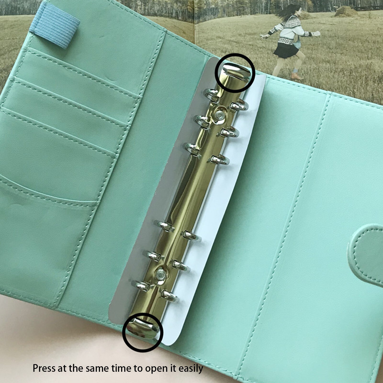 Leather Notebook Cover Notebook Hard Cover Notebook Binder Paper Journal PU Planner Binder Diary with A6 filled PU Leather Cover