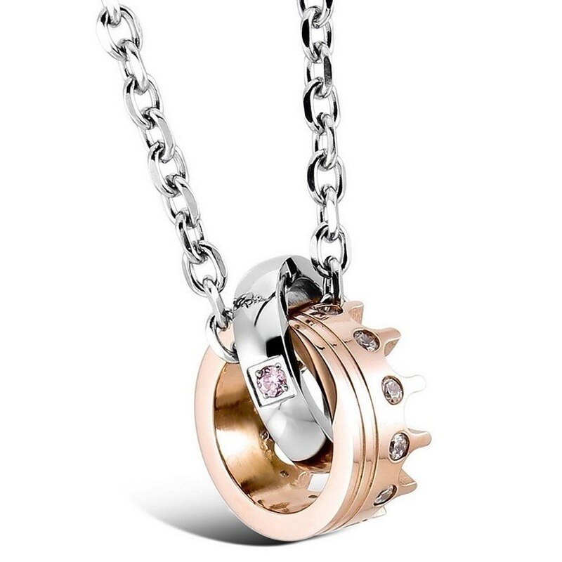 Kreative hoch Metall Krone Paar Ring Anhänger Halskette Romantische Liebe einstellen Schmuck