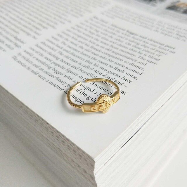 GHIDBK 925 sterlina Argento Anelli Dichiarazione di impostato Oro Starburst Del bambino luna Impilabile Anello per Le Donne Minimalista pila Anello tutto'ingrosso: B