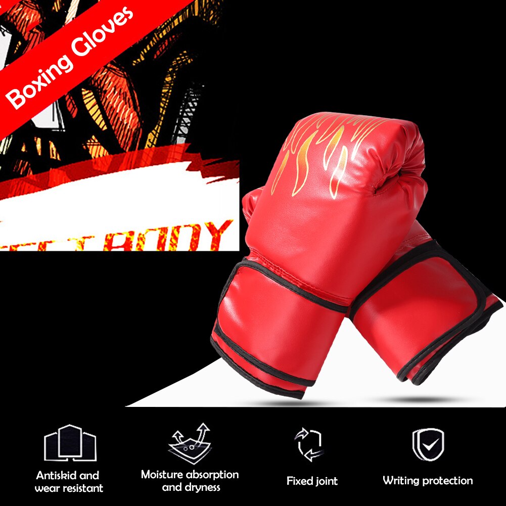 2pcs Adult Kids Boxing Gloves Flame Mesh Breathable PU Leather Flame Gloves Sanda Boxing Training Glove Accessories