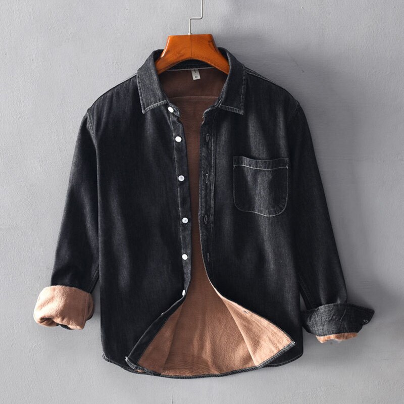 Chemise en Denim pour Homme, M-3XL coton, manches longues, style décontracté, épais, garde au , hiver , taille 100%: 1 / XXXL