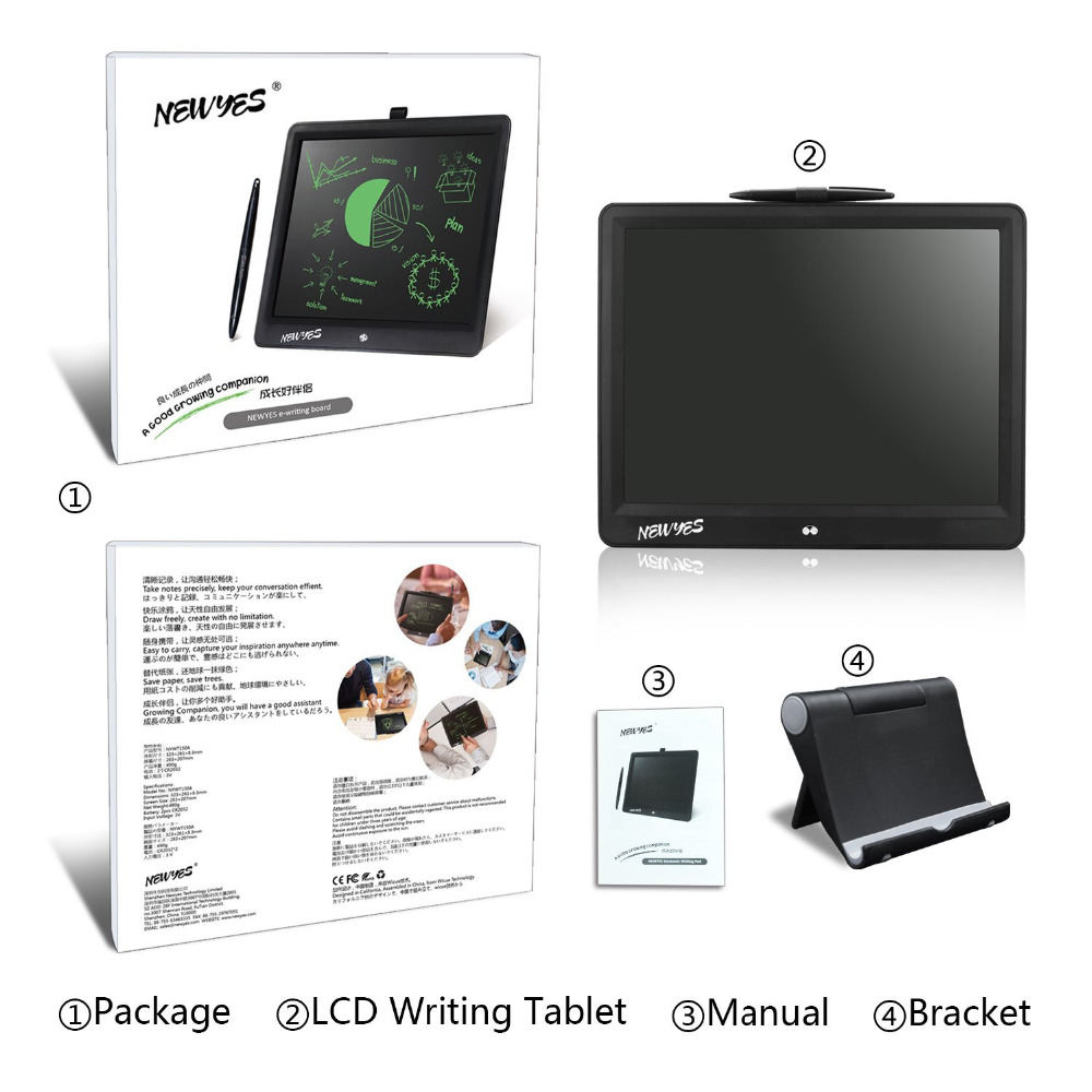 NEWYES 15 Inch LCD Writing Tablet Digital Notepad Electronic Doodle Board Handwriting Drawing Graphic Blackboard for Kids Adults