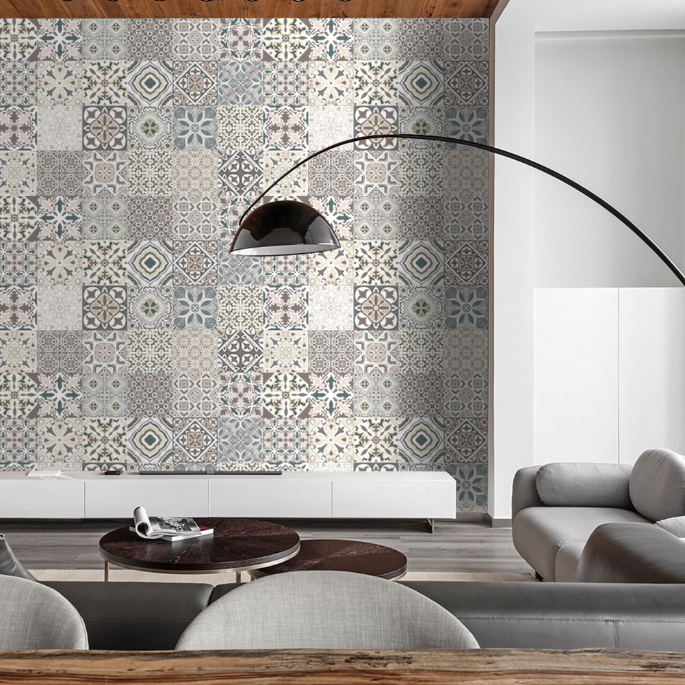 20pcs DIY Home Tile Sticker Kitchen Bathroom Waterproof Kitchen Decals Self Adhesive PVC Diagonal Ceramic Tile Stickers