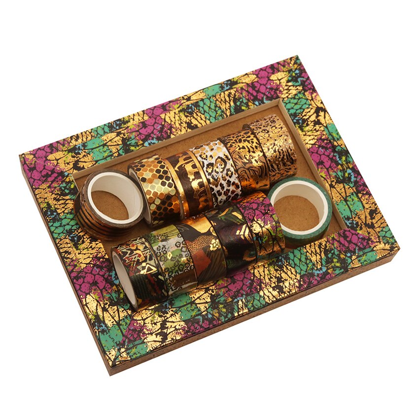 Washi Tape 12Rolls Washitape Set Bladgoud Masking Tape Dier Stickers Scrapbooking Briefpapier Papeleria Decoratieve Cinta Washi