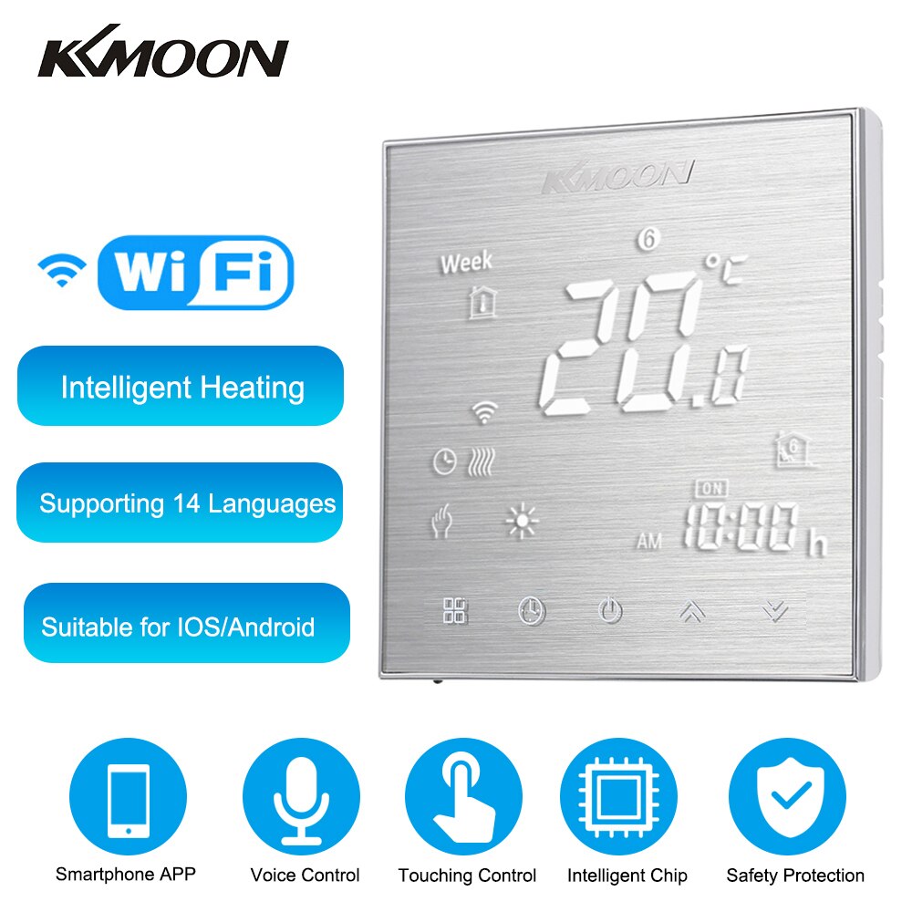 KKmoon Termostato Digitale Termostato per il Riscaldamento dell'acqua 7-giorno Programmabile Connessione WiFi Voce Sala di Controllo Regolatore di Temperatura: BA con Wifi