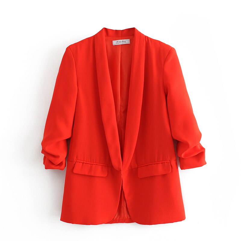 lässig frauen elegante Blazer damen geraffte hülse Blazer jacke Jahrgang weibliche streetwear anzüge mädchen schick anzug