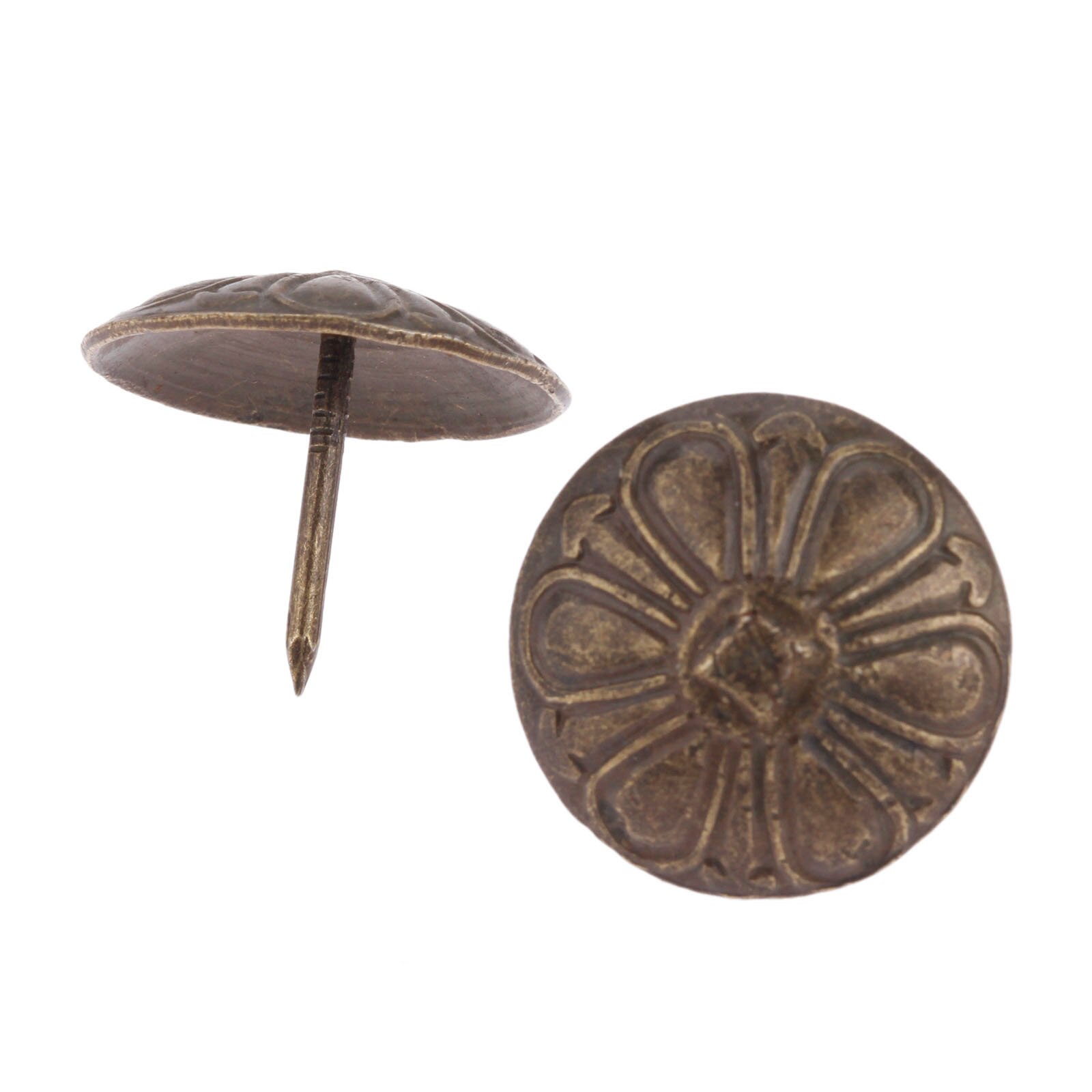 20 st antik blomma nagel dekorativ klädsel stift smycken trälåda dörr soffa möbel stift stift 19*15mm
